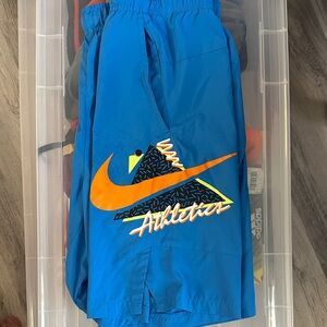 adidas Blue and Orange retro Athletic Shorts